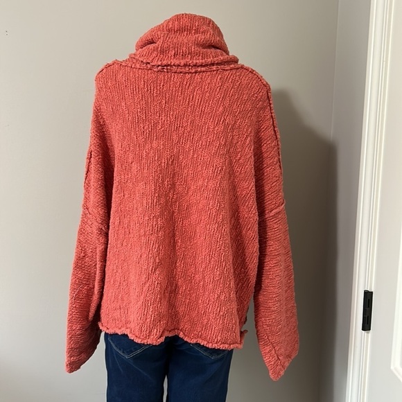 Free People Womens Big Easy Cowl Neck Pullover Sweater Red Sz L - Picture 9 of 16
